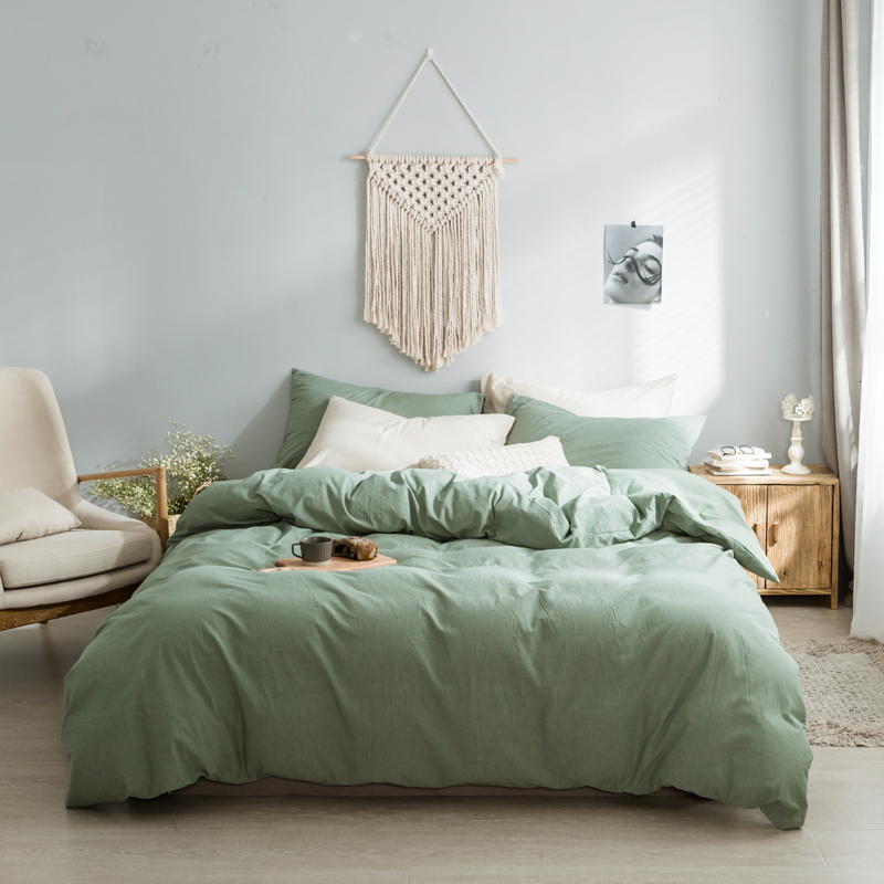 水洗棉基础款经典花型翻拍2 1.5m（5英尺）床 纯绿