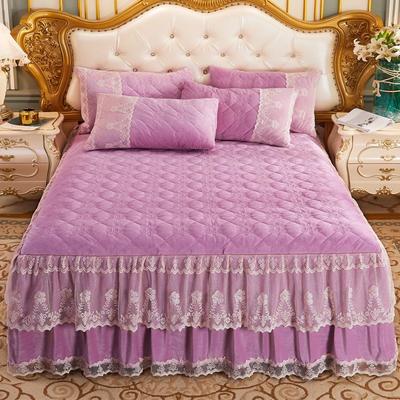 2020新款水晶绒夹棉款克罗伊系列—单床裙 单床裙150cmx200cm 木槿紫
