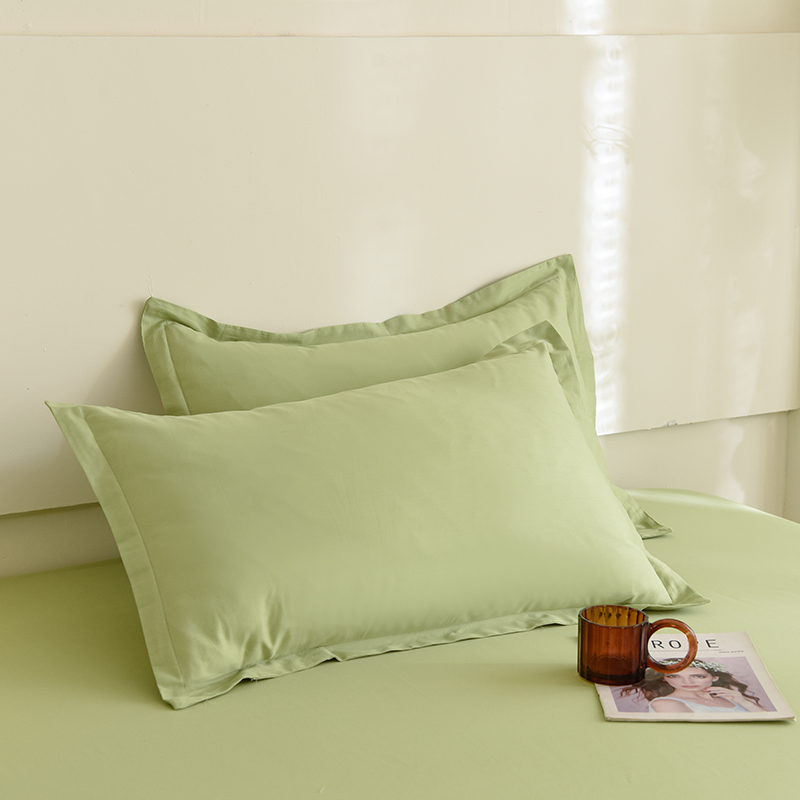 2023新款亲肤全棉纯色单品套件系列-单独枕套 48cmX74cm枕套一对 薄荷绿