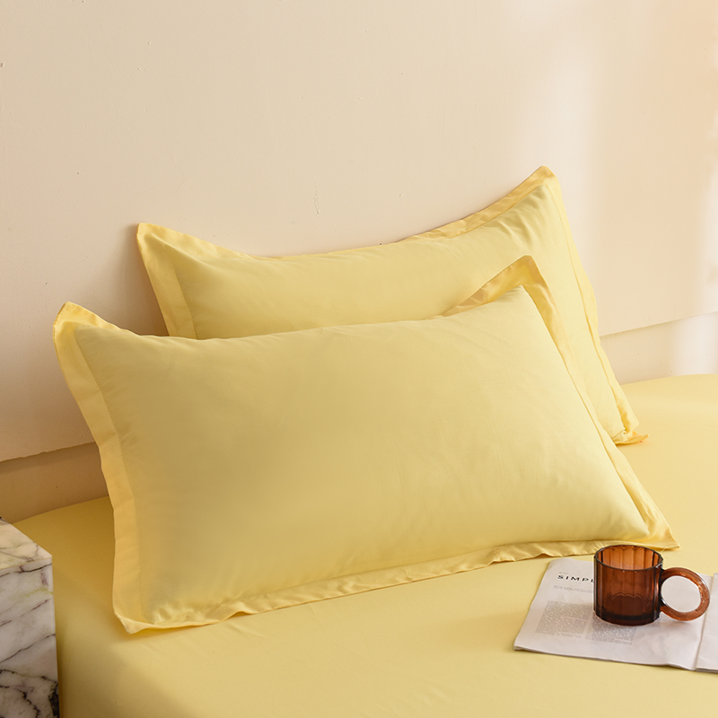 2023新款亲肤全棉纯色单品套件系列-单独枕套 48cmX74cm枕套一对 曲奇奶黄