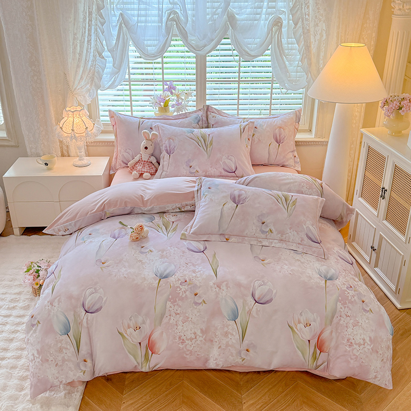 2025新款数码印花AB版四件套 郁金香