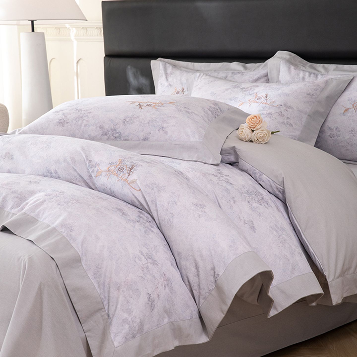 2026新款全棉绣花工艺款四件套 蒙蒙花意-紫