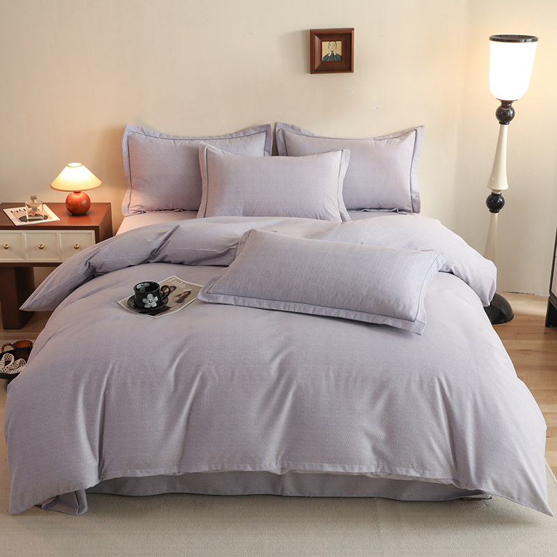 2024新款热款高密新疆棉纯色磨毛四件套