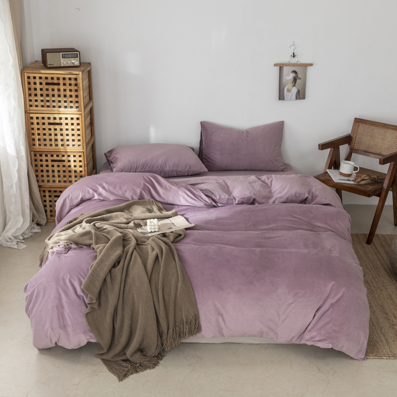 2019新款-天鹅绒四件套 床单款四件套1.5m（5英尺）床 藕紫