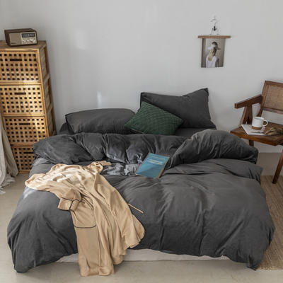 2019新款-天鹅绒四件套 床单款四件套1.5m（5英尺）床 深灰
