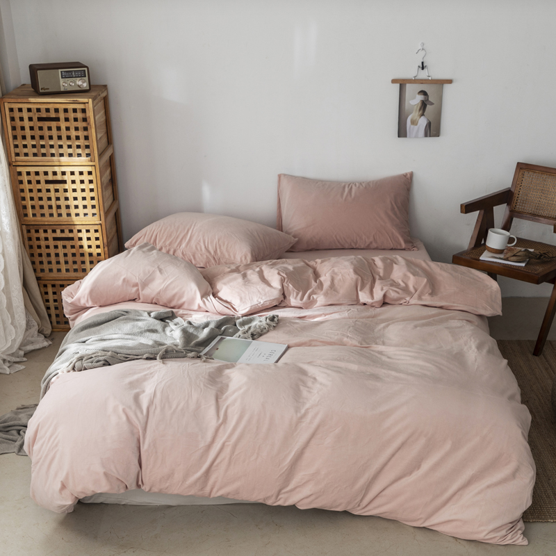 2019新款-天鹅绒四件套 床单款四件套1.5m（5英尺）床 玉粉