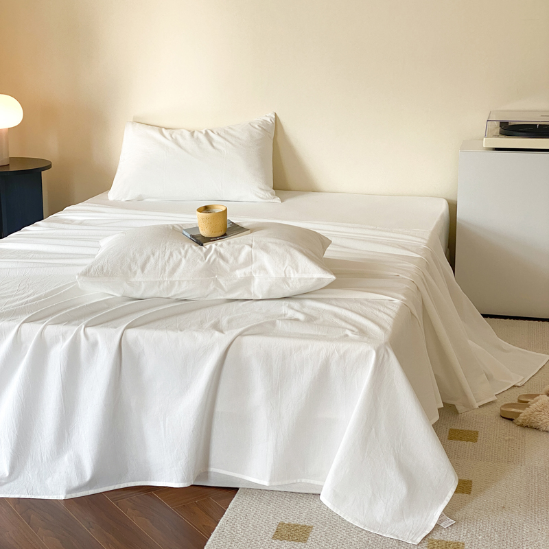 2022新款40s全棉水洗棉纯色单品床单 床单160x230cm 白