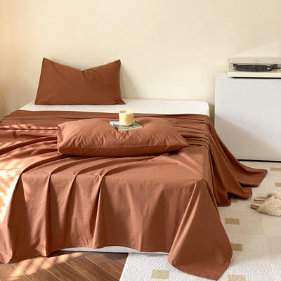2022新款40s全棉水洗棉纯色单品床单 床单160x230cm 班妮咖