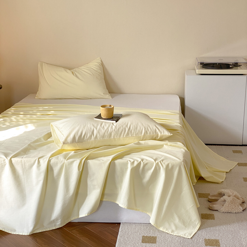 2022新款40s全棉水洗棉纯色单品床单 床单160x230cm 豆汁黄