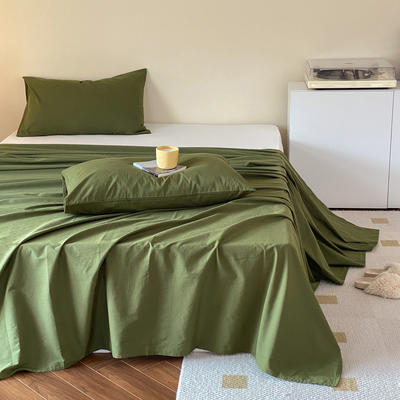 2022新款40s全棉水洗棉纯色单品床单 床单160x230cm 橄榄绿