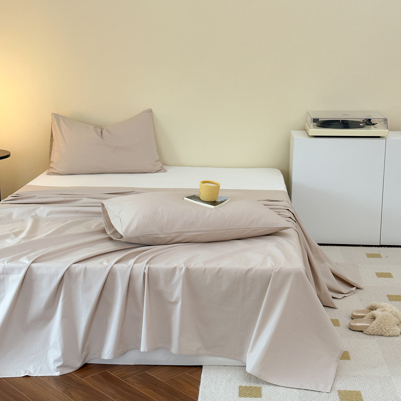 2022新款40s全棉水洗棉纯色单品床单 床单160x230cm 米卡其