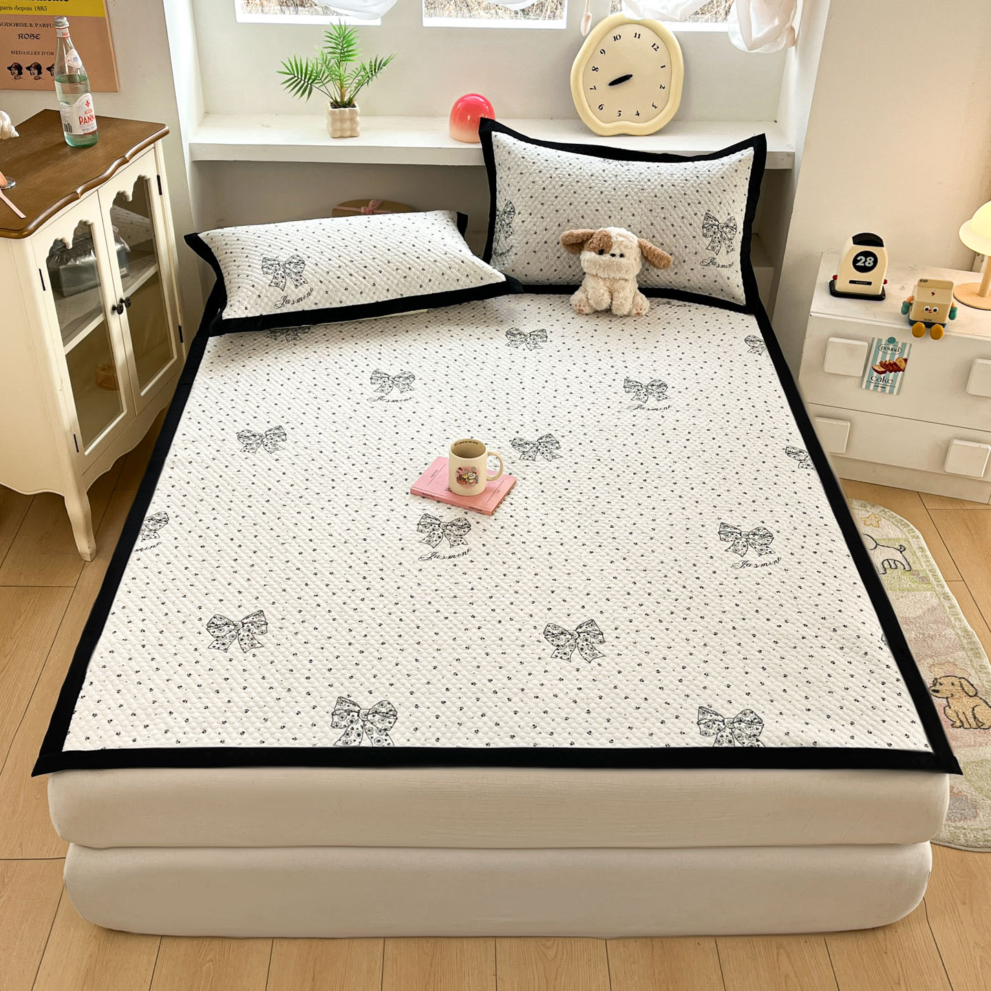 2026新款小清新款数码印花冰豆豆凉席-反面三明治 叶语春禾