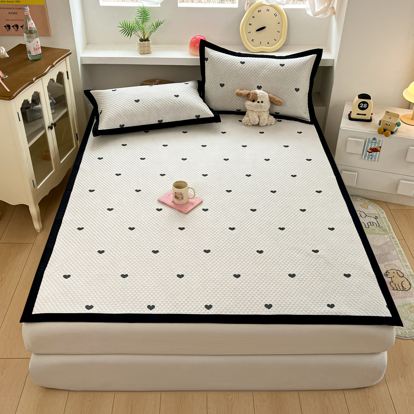 2026新款小清新款数码印花冰豆豆凉席-反面三明治 山茶物语