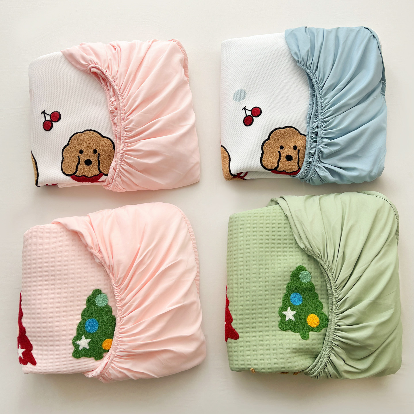 2026新款云棉空气层夹棉床笠三件套 组合图