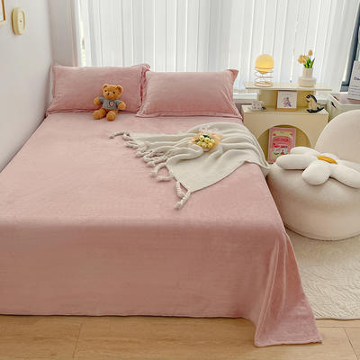 2023新款纯色牛奶绒单品床单 单床单180*230cm 藕粉色