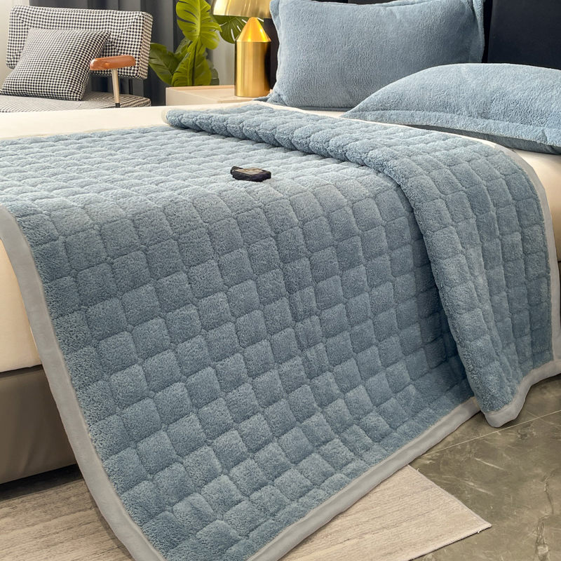 2023新款毛巾暖棉绒床垫系列 0.9x2m床垫 蓝灰