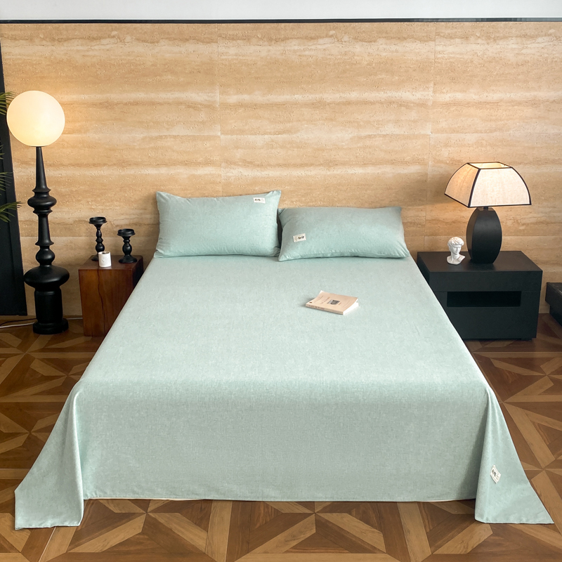 2024新款舒适亲肤彩棉套件系列-单床单 160x245cm单床单 淡绿色