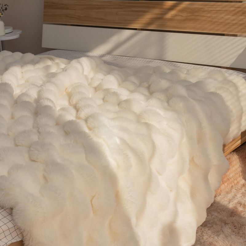 2024新款480g加厚兔毛单被套盖毯毛毯牛奶绒毯子 180*200cm 白色