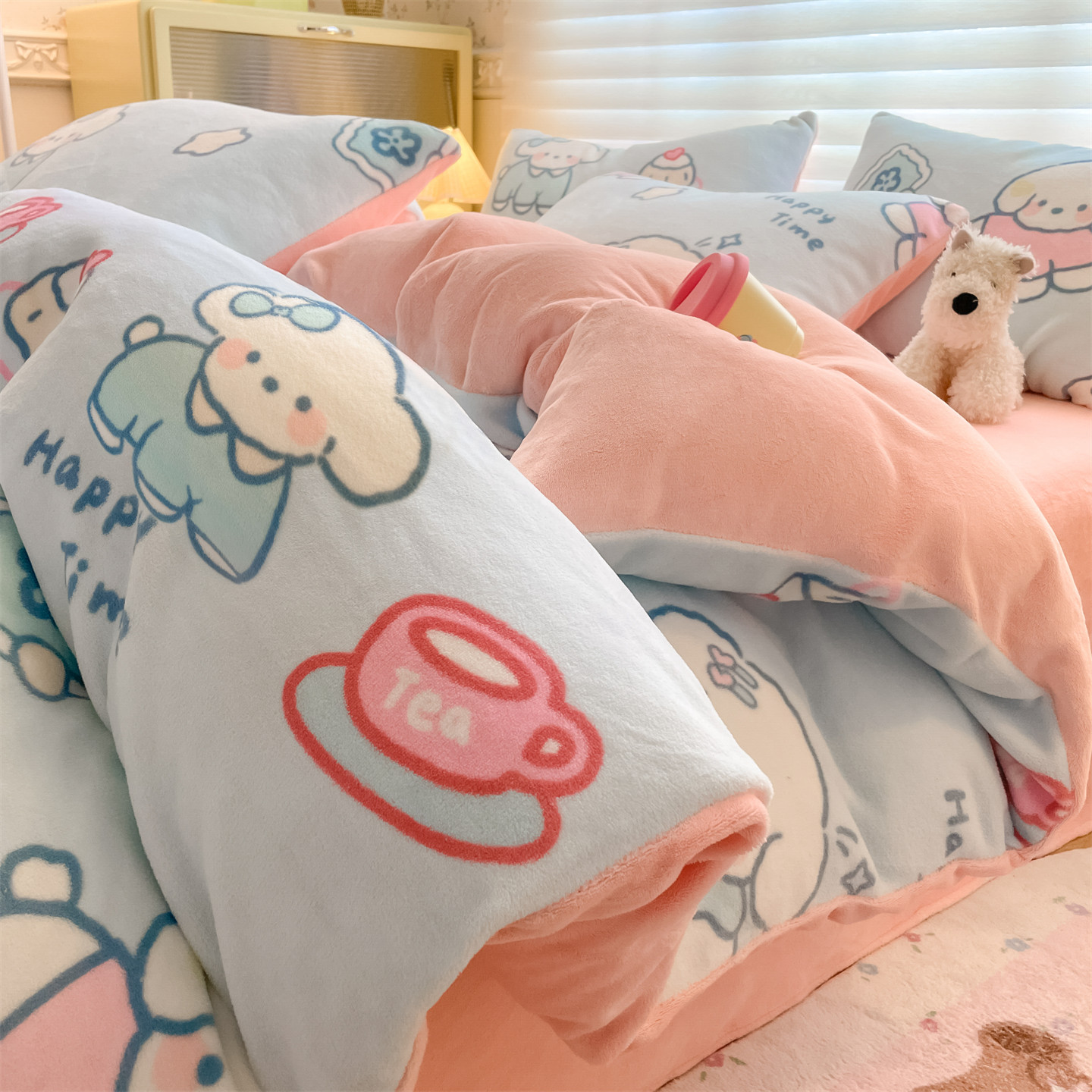 2025新款190克加厚牛奶绒印花单被套四件套