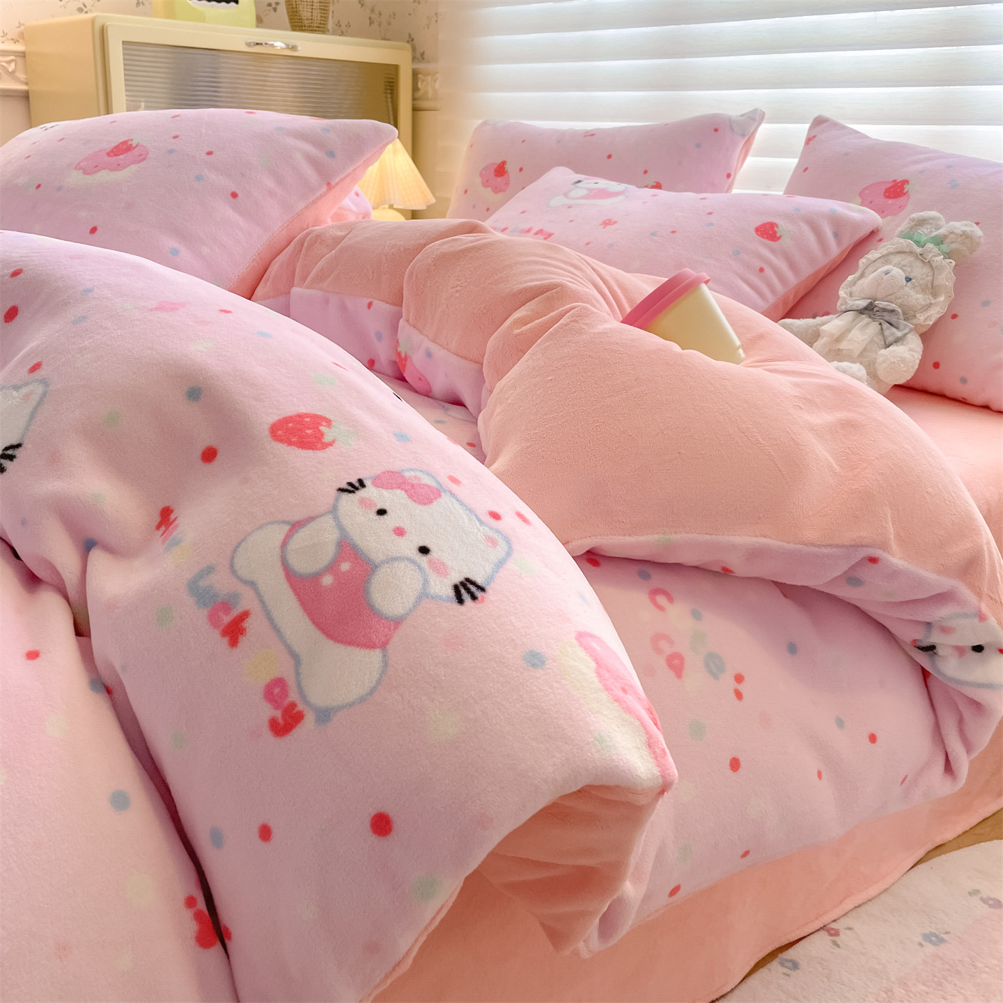 2025新款190克加厚牛奶绒印花单被套四件套