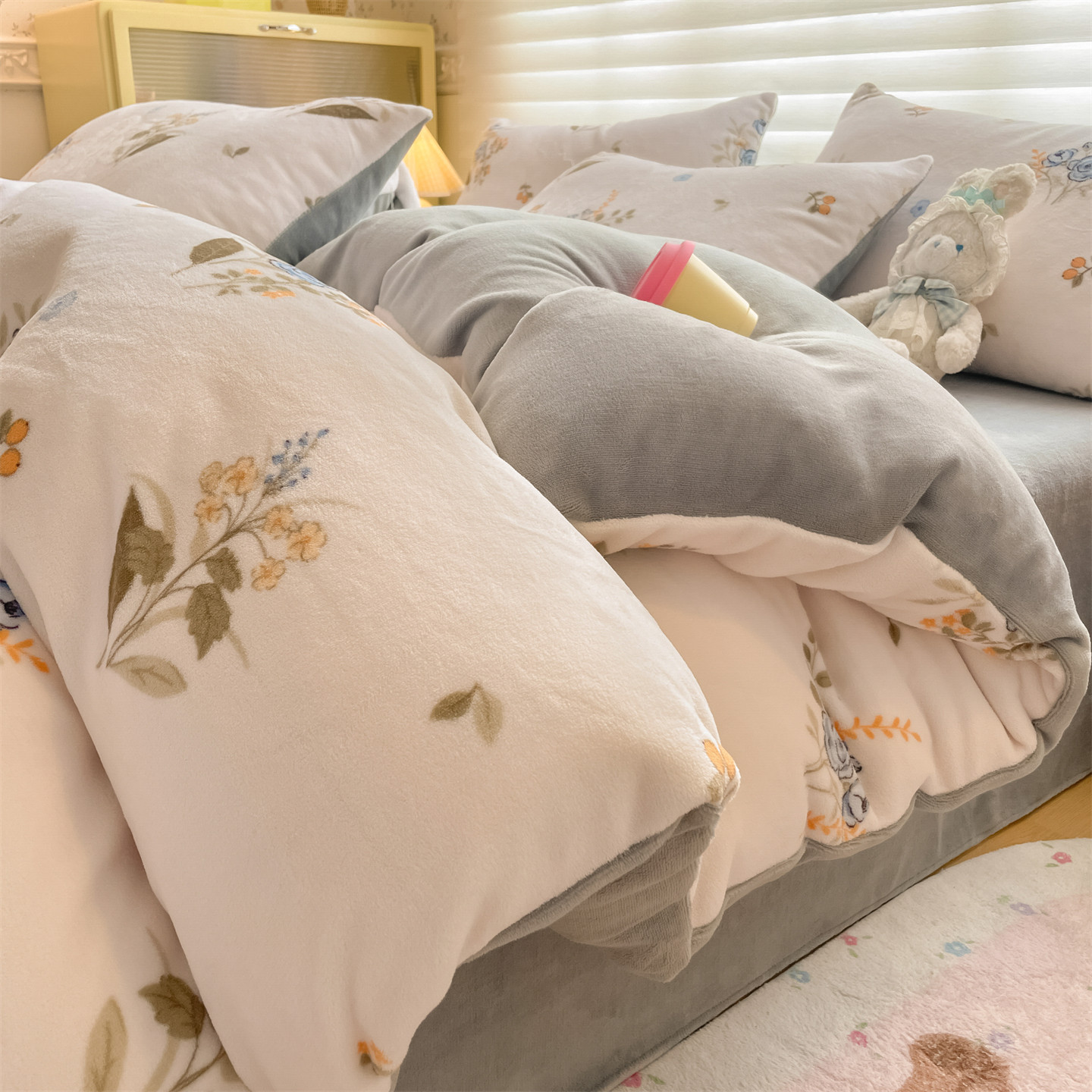 2025新款190克加厚牛奶绒印花单被套四件套