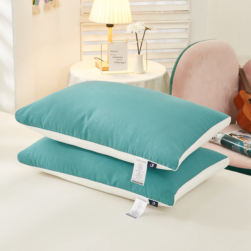 2023新款地中海拼色枕头枕芯 白绿