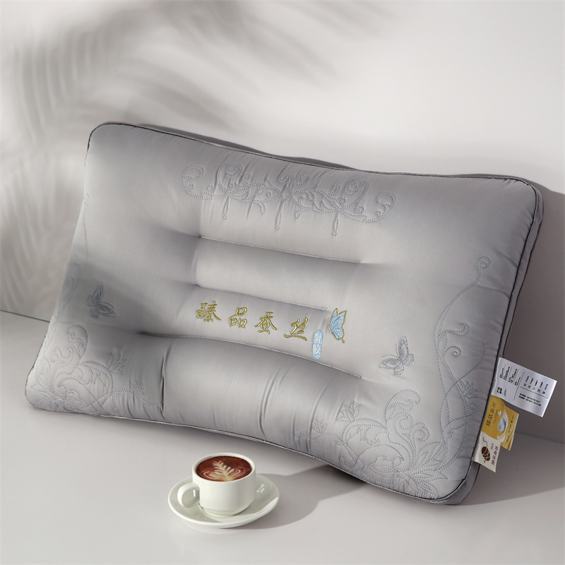 2023新款莫代尔乳胶植享睡分区舒弹护颈枕芯枕头（款一） 灰色低枕