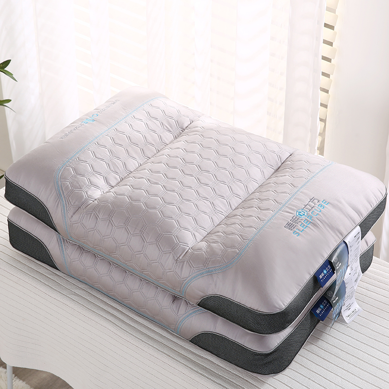 2023新款睡眠乳胶立方护颈枕柔软枕头枕芯-款二 灰色48*74cm/只低枕