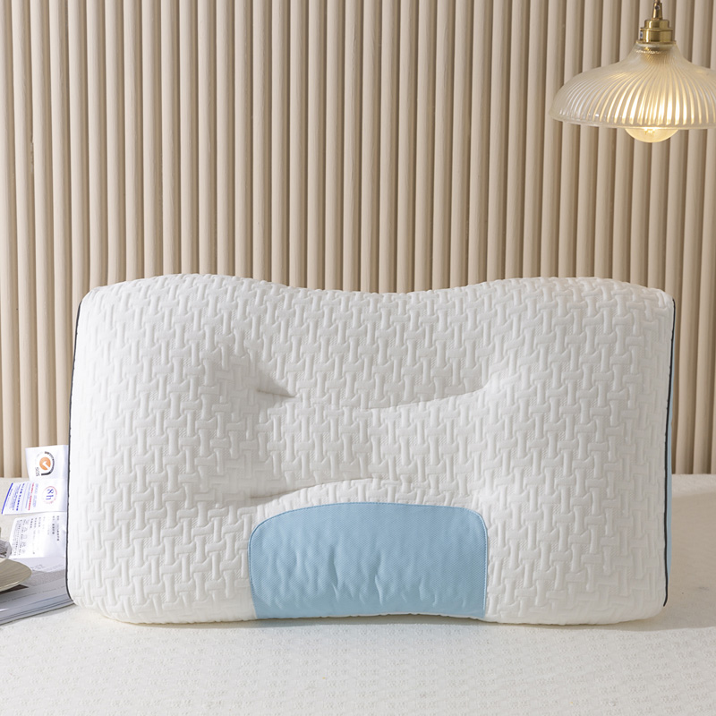 2023新款针织棉分区轻柔酒店枕头枕芯 针织枕-蓝 低枕
