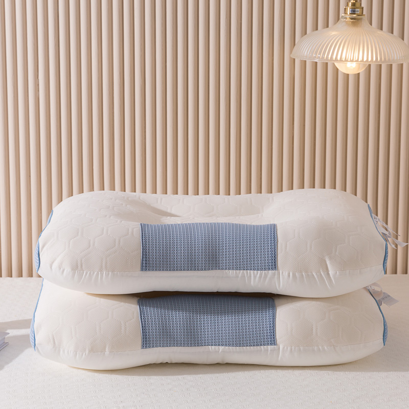 2023新款全棉透气柔软乳胶护颈枕头枕芯 柔软乳胶枕蓝低枕