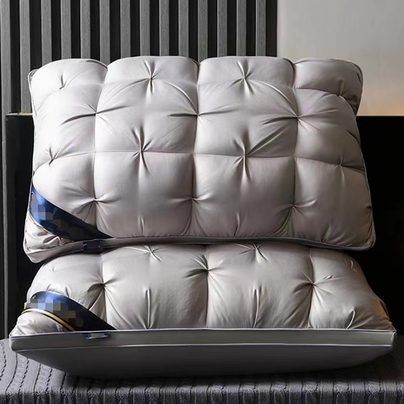 2024新款立体扭花面包枕芯双边柔软枕头 48*74cm/只 灰色低枕-700克