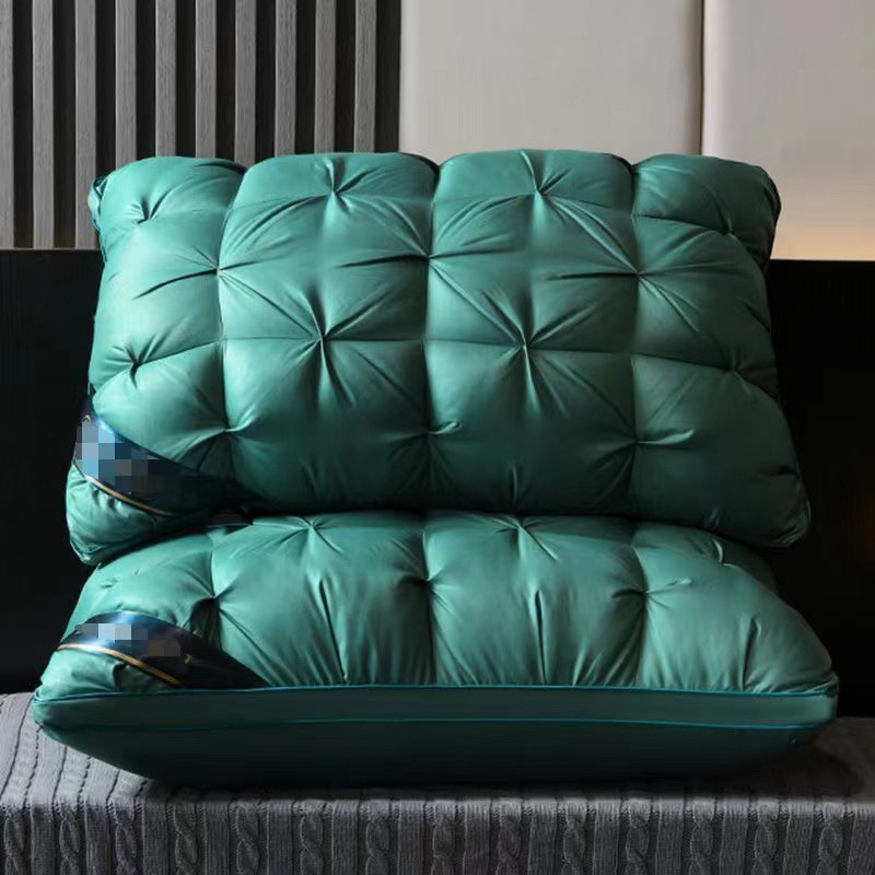 2024新款立体扭花面包枕芯双边柔软枕头 48*74cm/只 绿色低枕-700克