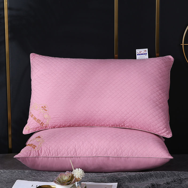 2023新款艾草美眠枕头枕芯 900克高枕一只艾草刺绣粉色