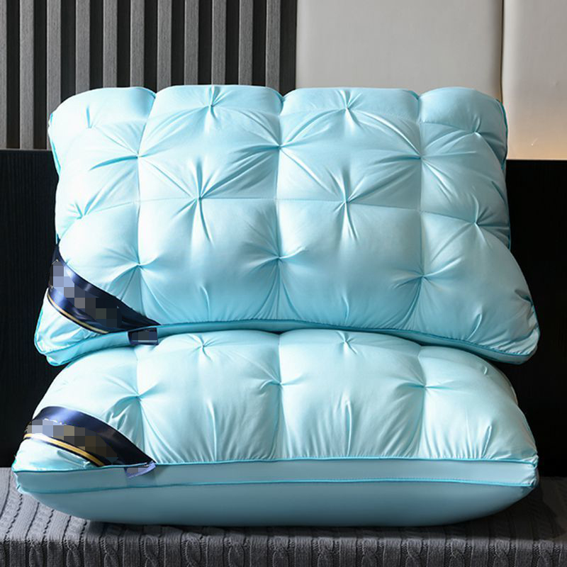 2023新款扭花枕枕头枕芯 700克低枕单只浅蓝色