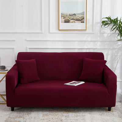 2020新款纯色双人沙发套 单人（90-140cm) 酒红