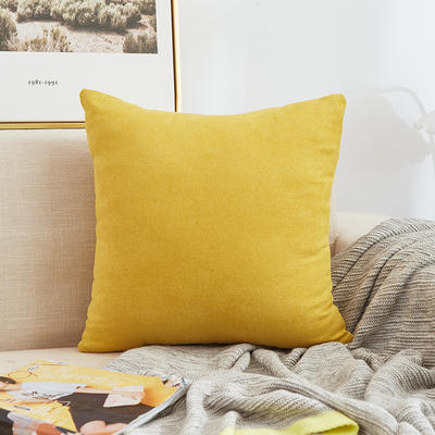 2020新款纯色沙发办公室棉麻抱枕靠枕 45x45cm单套 棉麻-黄色