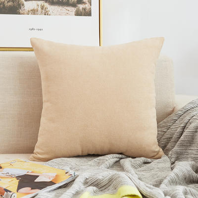 2020新款纯色沙发办公室棉麻抱枕靠枕 45x45cm单套 棉麻-米色