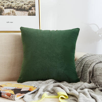2020新款纯色沙发办公室棉麻抱枕靠枕 45x45cm单套 臻绒-翡翠绿