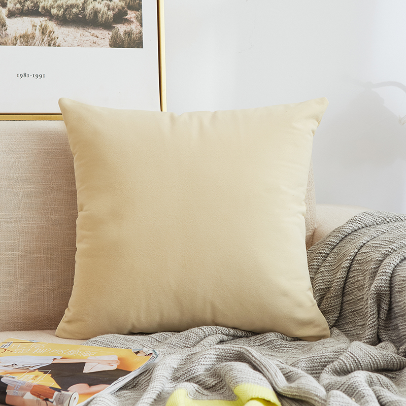 2020新款纯色沙发办公室棉麻抱枕靠枕 45x45cm单套 臻绒-米黄