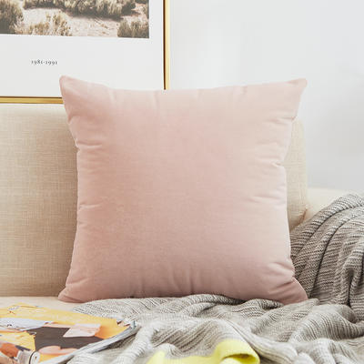 2020新款纯色沙发办公室棉麻抱枕靠枕 45x45cm单套 臻绒-浅豆沙