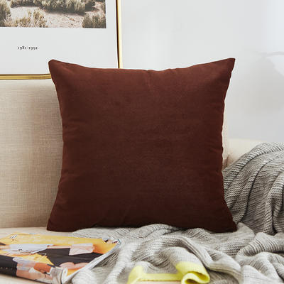 2020新款纯色沙发办公室棉麻抱枕靠枕 45x45cm单套 臻绒-浅咖色
