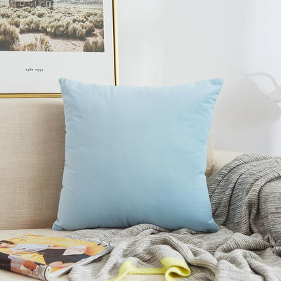2020新款纯色沙发办公室棉麻抱枕靠枕 45x45cm单套 臻绒-天蓝色