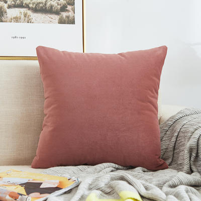 2020新款纯色沙发办公室棉麻抱枕靠枕 45x45cm单套 臻绒-棕色