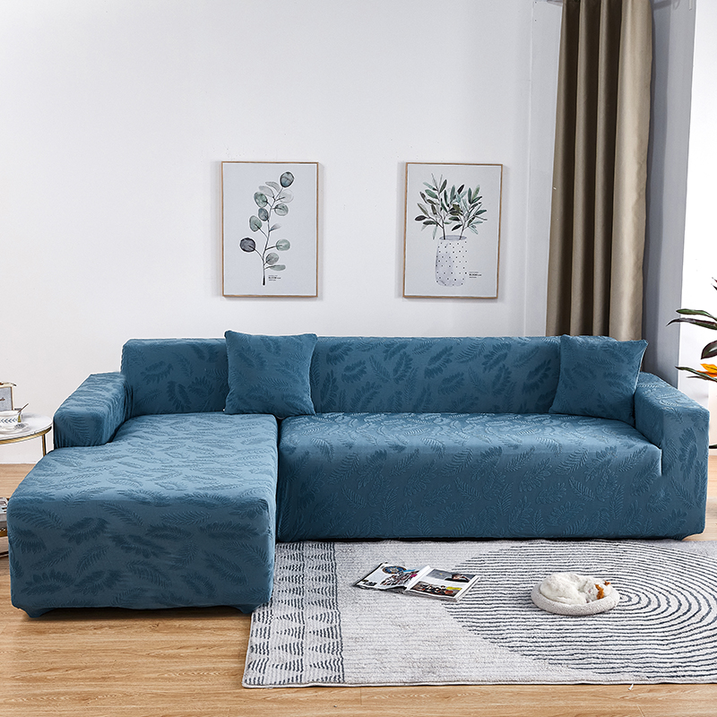 2021新款臻品提花沙发套 单人（90-140cm) 孔雀蓝