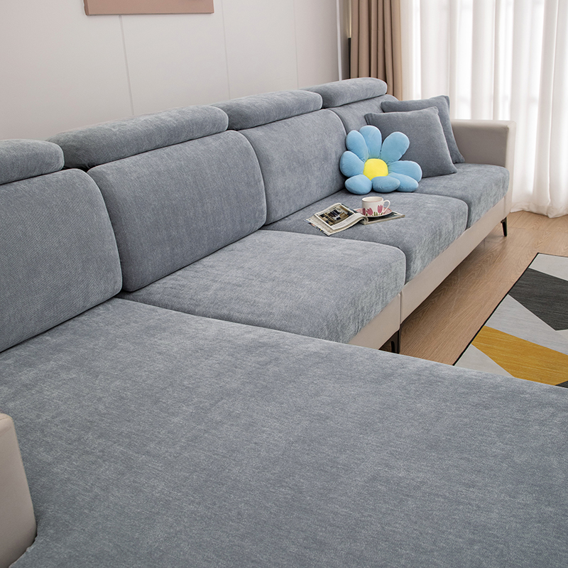 2022新款雪尼尔纯色沙发笠 常规单人（宽50-70，长50-70） 雪尼尔-金属灰