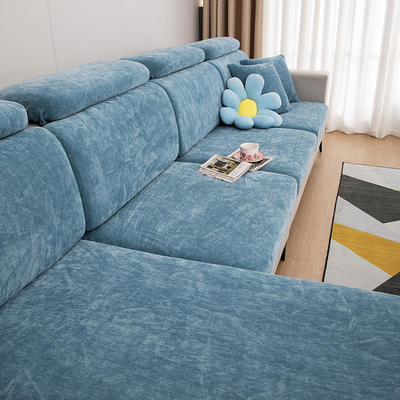 2022新款雪尼尔纯色沙发笠 常规单人（宽50-70，长50-70） 雪尼尔-宁静蓝