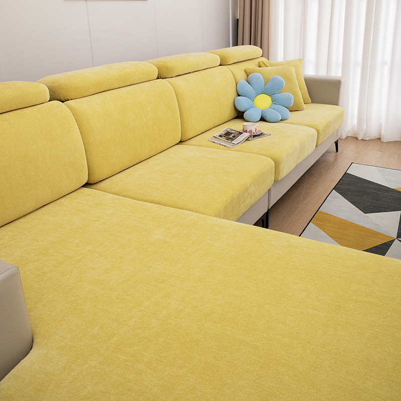2022新款雪尼尔纯色沙发笠 常规单人（宽50-70，长50-70） 雪尼尔-柠檬黄