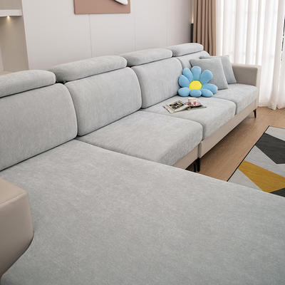 2022新款雪尼尔纯色沙发笠 常规单人（宽50-70，长50-70） 雪尼尔-浅中灰