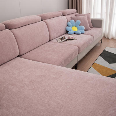 2022新款雪尼尔纯色沙发笠 常规单人（宽50-70，长50-70） 雪尼尔-少女粉