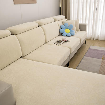 2022新款雪尼尔纯色沙发笠 常规单人（宽50-70，长50-70） 雪尼尔-亚麻白